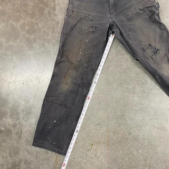Carhartt Double Knee Relaxed Fit Work Pants Black Distressed Workwear 36x34 - Picture 5 of 8